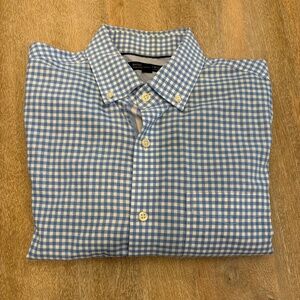 Banana Republic Slim Fit Blue Gingham Dress Shirt Medium
